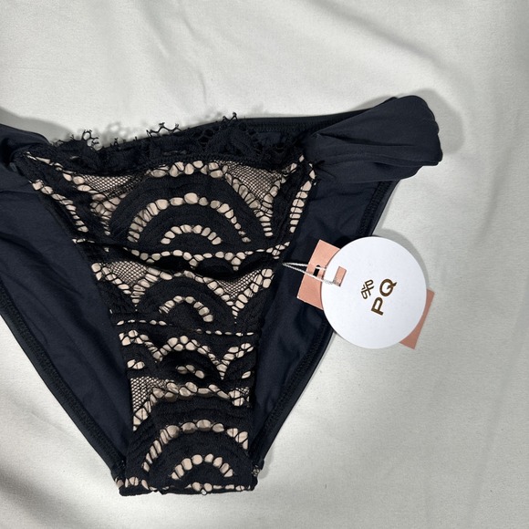 NWT $72 PQ SWIM [ Small ] Fanned Lace Bikini Bottoms in Midnight Black T2068 - Picture 5 of 10